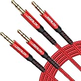 AUX Cable 3.5mm Audio Cord, JSAUX【2 Pack 4ft】 Male to Male Headphone Jack Auxiliary Stereo Nylon Braided Cord Compatible with