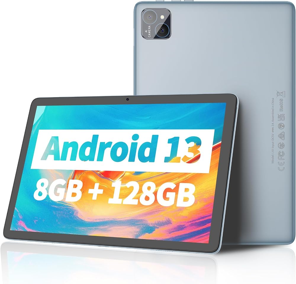 PRITOM P30H 10 Inch Android 13 Tablet 8GB 128GB Octa Core WiFi 6 Grey