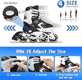 Nattork Adjustable Inline Skates for Boys 8-12 8 Illuminating Wheels Black view 5