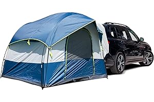 NORTH EAST HARBOR NEH Universal SUV Camping Tent - Up to 8-Person Sleeping Capacity, Includes Rainfly and Storage Bag - Car Tent, Tailgate Tent, Glamping Tent - 8'W x 8'L x 7.2'H Gray and Blue