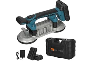 LONSGE Tile Installation Tool Vibration Machine-Double Suction Cup, 400kg Adsorption Handheld Automatic Tiling Vibrator, Electric Tile Vibrator Tools 6 Speeds Adjustable 12500mAh Max RPM 28000r/min