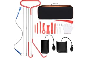 FLYING IDEAS Stainless Steel Assorted 5th Wheel Pin Puller, Car Tool Kit, Pull Hook J-Hook, 68-inch Long Reach Tool, Magnetic Flexible Claw Grabber Pickup Tool with Bright LED Light, 24PCS