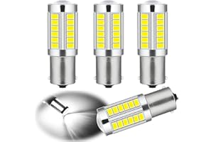 Flygun 4 PCS Car 1156 LED Turn Signal, 360°Large-area Light Panel High Condenser Reversing Light with Lens, Intelligent Drive Strong Heat Dissipation Light Bulb Replacement, Universal for Car (White)