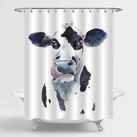 Amazon Com Mitovilla Farmhouse Cow Shower Curtain Set With Hooks Black And White Cow Head Portrait Art Print Bathroom Accessories For Rustic Bathroom Decor Cow Gifts For Women Men Kids And Cow Lovers