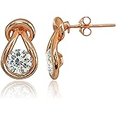 Sterling Silver Cubic Zirconia Round Polished Knot Stud Earrings