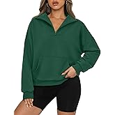 PRETTYGARDEN Womens Quarter Zip Long Sleeve Cropped Sweatshirt 2025 Fall Winter Casual V Neck Pullover Tops With Pockets