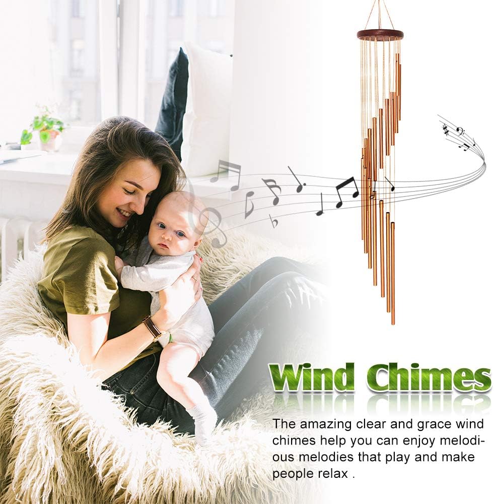 econoLED Wind Chimes, Large Wind Chimes, Amazing Garden Outdoor Handmade Chimes 36" with 18 Aluminum Alloy Musically Tubes & S Hooks for Garden, Patio, Porch or Backyard Xmas Decor : Garden & Outdoor