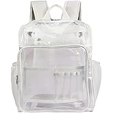 KUI WAN Clear Backpacks for School Large Clear Bookbag with Multi-Pockets PVC Transparent Backpack for College, Work