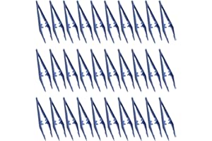 BLLNDX 30PCS Disposable Tweezers 13cmx2.3cm Plastic Clips for Medical First Aid Kit Crafts Gauze Laboratory School Mini Battery Replacement Cosmetics Blue