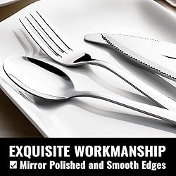 HIWARE 48-Piece Silverware Set with Steak Knives