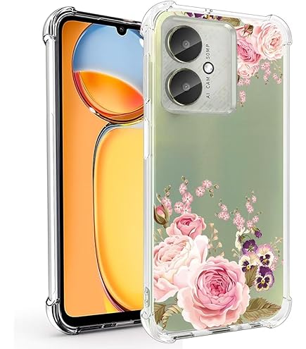 Sidande Funda Para Poco X4 Pro 5G, 2201116PG Funda Con Protector De Pantalla De Vidrio Templado, Cuerpo Completo Transparente Floral TPU Slim Funda Protectora Para Teléfono Xiaomi Poco X4 Pro 5G