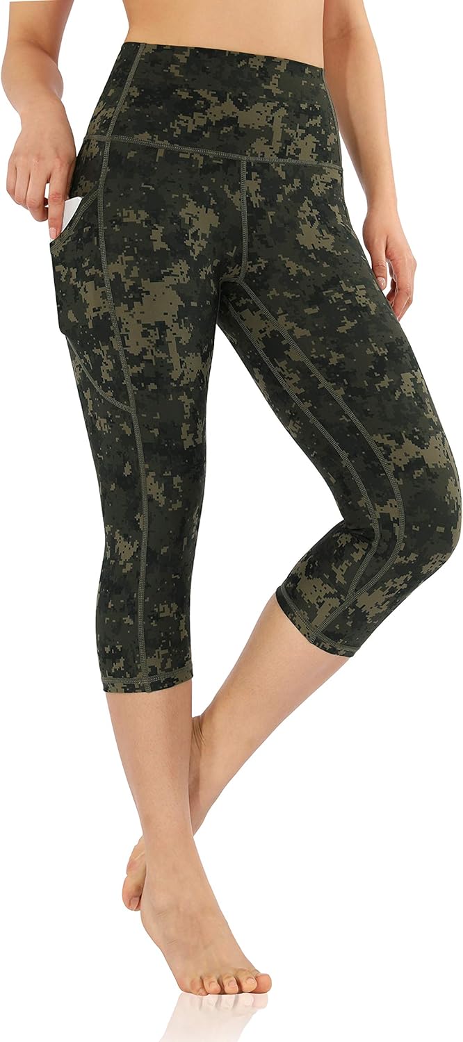 ODODOS Women's High Waisted Pattern Yoga Leggings with Pockets, Workout Sports Running Athletic Printed Yoga Pants: Clothing