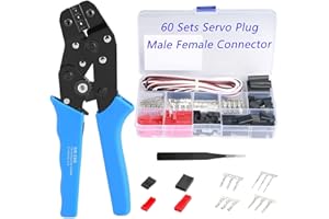 FRATERNIZE 60 Sets JST Servo Connector Kits Plug Male Female Crimp Pin Cable with SN-28B Dupont Crimping Tool 0.1-1.0mm ²(AWG28-18) Compatible JST SYP servo wire cable for RC Car Hitec Spektrum Model Airplanes