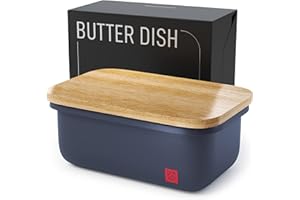 KENSINGTON LONDON Butter Dish with Lid - Countertop & Fridge Butter Keeper, Container & Holder, Large and Small Tray with Lid, Storage Box, Mantequillera