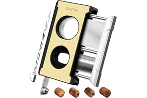 LIHTUN Cigar Cutter Guillotine 4 in 1 One-Touch Straight Cut V Cutter with Cigar Punch Cigar Draw Enhancer, Gift for Men, Stainless Steel Double Blade Cigar Clippers, Cuts Up to 60 Ring Gauge Cigars