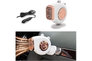 Ziciner Car Heater, 12V 150W Portable Auto Windscreen Defroster and Defogger That Plugs into Cigarette Lighter, 2 in 1 Fast Heating & Cooling Fan with 360° Rotatable Base for Car (White)