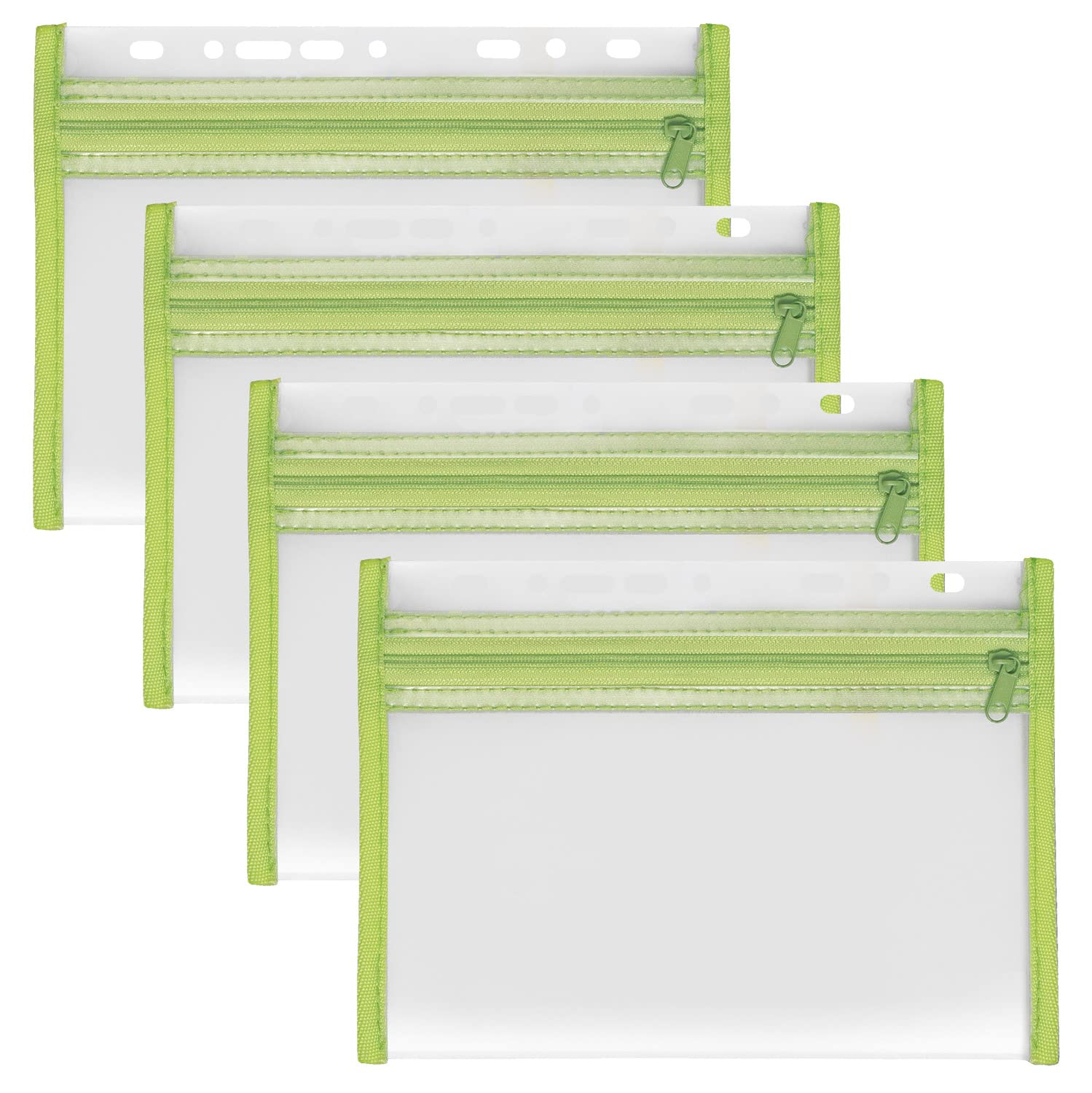 Veloflex A435004 - Document Wallet with Zip, Pack of 4, DIN A5, Fileable, Green, Velobag XXS, Zip Pocket
