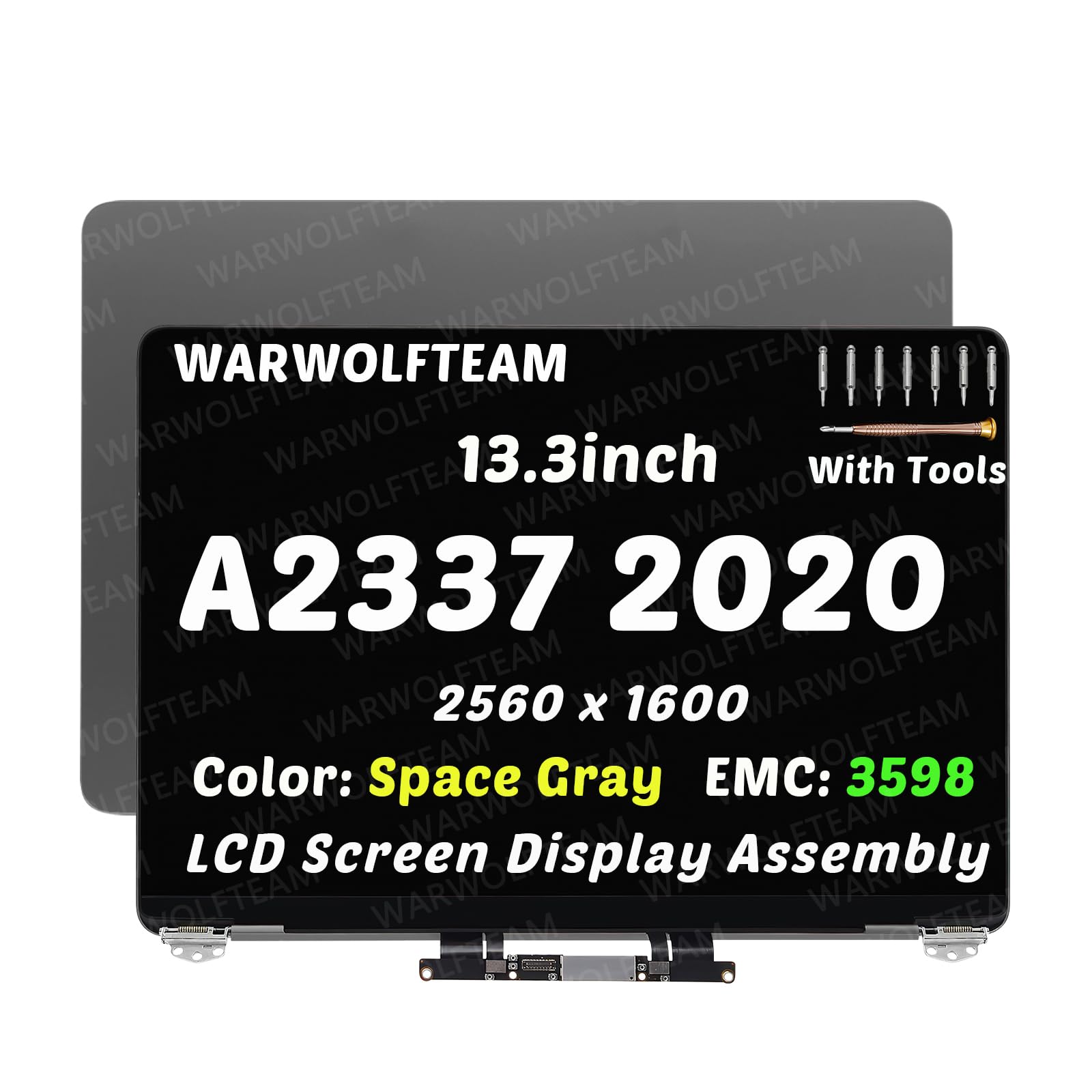 Photo 1 of WARWOLFTEAM LCD Screen Display Full Top Assembly Compatible with MacBook Air 13" M1 2020 A2337 EMC 3598 MGN63 MGN93 MGND3 MGN73 MGNA3 MGNE3 2560 x 1600 661-16807 661-16806 661-16808(Space Gray)