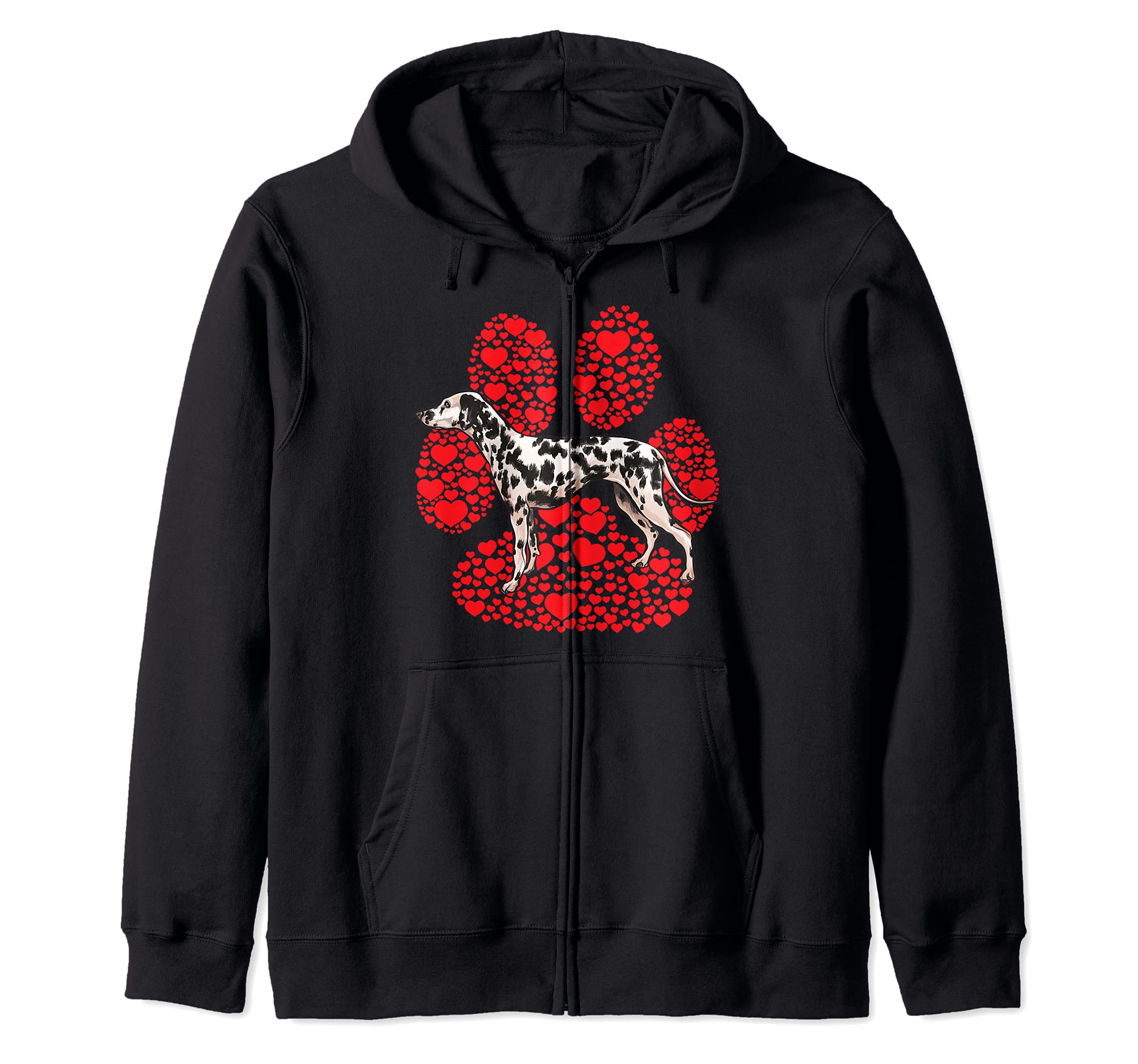 Dalmatian Valentines Day Dog Love Paw Zip Hoodie