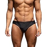 YUZHOU Mens Bikini Swimwear Low Rise Swim Briefs Solid Bathing Suit Sexy Swimsuit with Elastic Drawstring