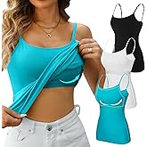 V FOR CITY Cotton Shelf Bra Camisole Tops for Women Adjustable Spaghetti Strap Tank Top Summer Cami Shirt 3 Pack