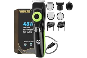 Voukad Beard Mustache Trimmer with 5 Attachments, 40 Adjustable Precisions, Waterproof, 240 Min Runtime - Personal Body Hair Trimmer for Men & Women Gift Choice