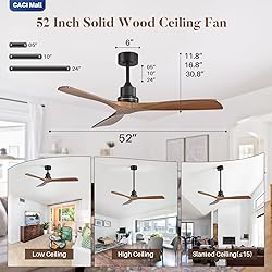 Wood Ceiling Fan no Light, Walnut, 52" Ceiling Fan