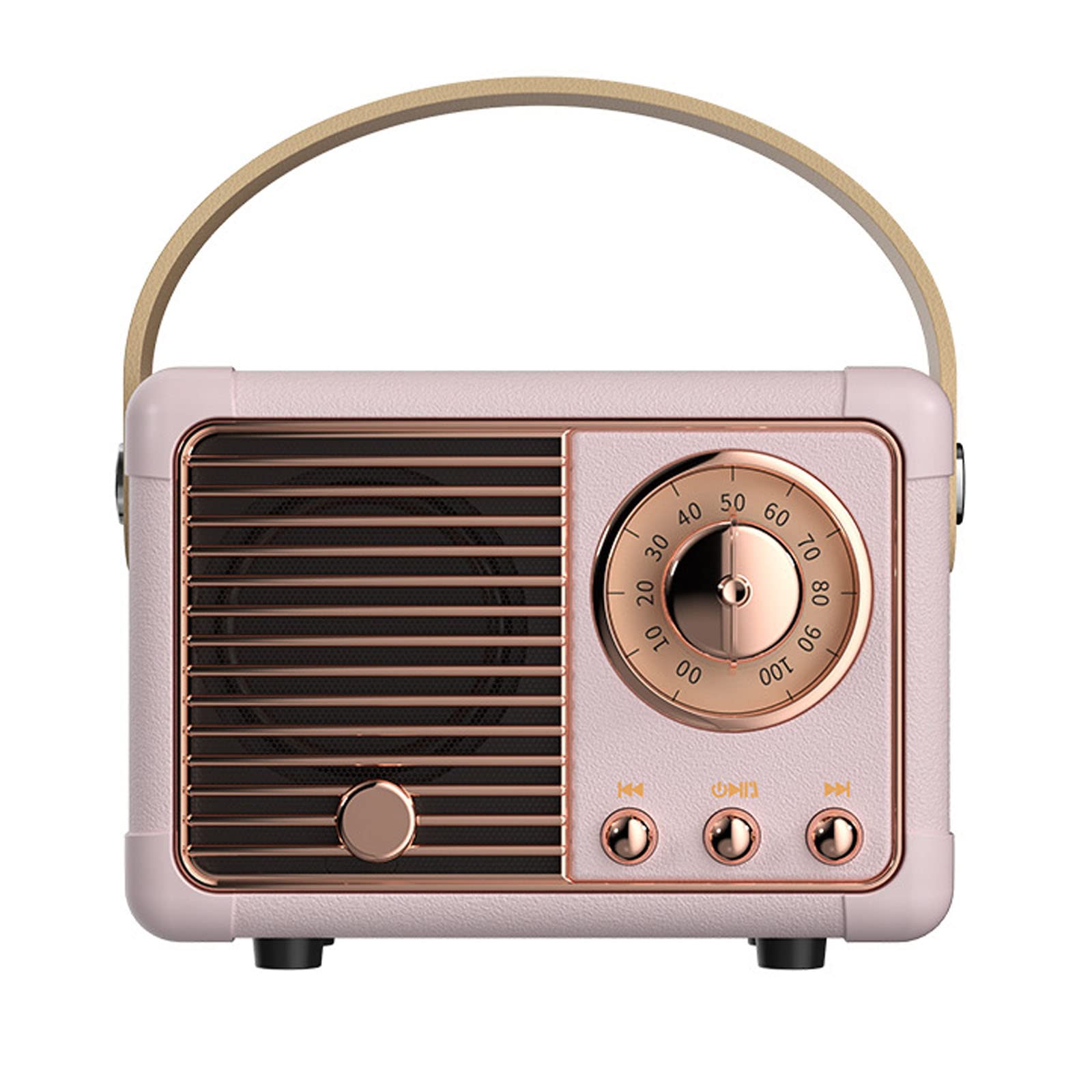 Luckyu Retro Bluetooth Speaker, Vintage Speaker with Old Fashioned Classic Style,Loud Volume, Bluetooth 5.0 Wireless Connection, Support TF Card, U Disk and AUX Audio Input (Pink)