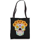 Sugar Skull With Sunflowers Halloween Cinco De Mayo Tote Bag