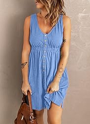 BLENCOT 2023 Women's Summer V Neck Button Front