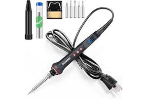 HANDSKIT Electronics Soldering Iron Kit, [Upgraded] Soldering Iron 110V 90W LCD Digital Portable Soldering Kit 180-480℃(356-896℉), Welding Tool with ON/OFF Switch, Auto-sleep, Thermostatic Design