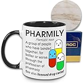 MEDROC Pharmacy Gifts For Women - Pharmily Pharmacy Family Ceramic 11oz Mug with Ceramic Coaster, Pharmacy Tech Week Gifts Coworker Staffs Manager Pharmacist Assistant Technician Coffee Cup (PMD01)