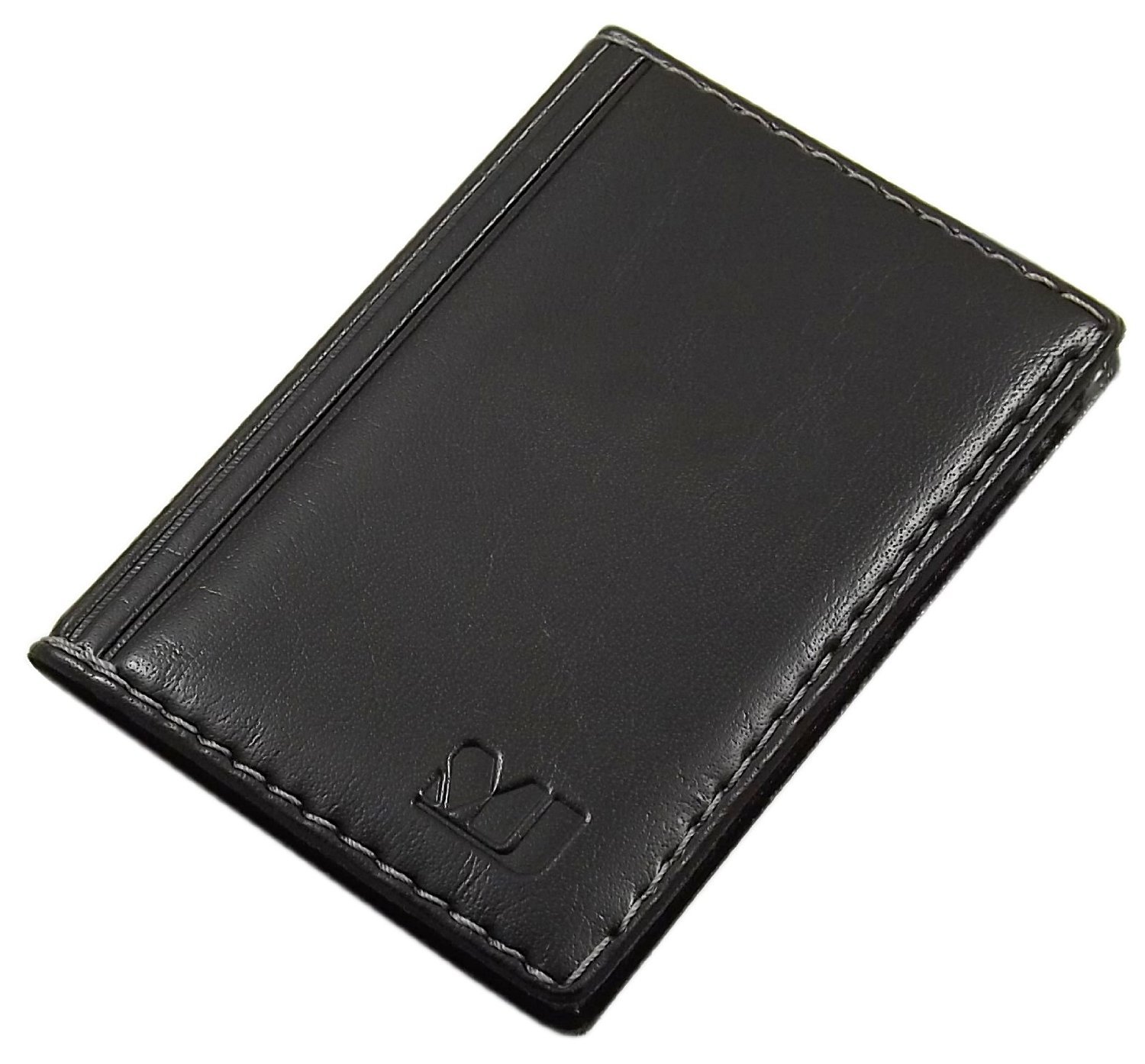 myledershop Elegant Credit Card case with Contrast Stitching 12 Pockets MJ-Design-Germany Made in EU (Design 1 / Black)