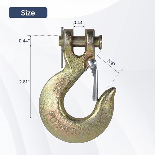 5/16Inch Clevis Slip Hook, 4Pack Heavy Duty Forged Steel Safety Hook With Safety Latch, G70 Tow Chain Clevis Grab Hook For Trailer Truck Transport Tow Chain Hook,3/4 In Opening,14,000 Lb Capacity In