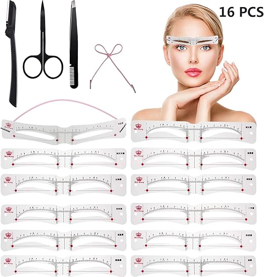Eyebrow Stencils Tool Kit Includes 12 Pieces Reusable Eyebrow Template