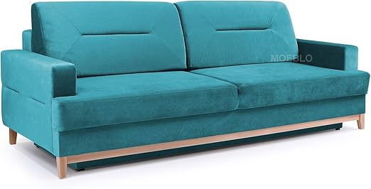 Meublo Canape Convertible En Velours 3 Places Tissu Scandinave