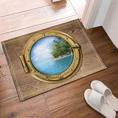 Amazon Com Brown Wooden Planks Yellow Cabin Door Blue Sky Sea