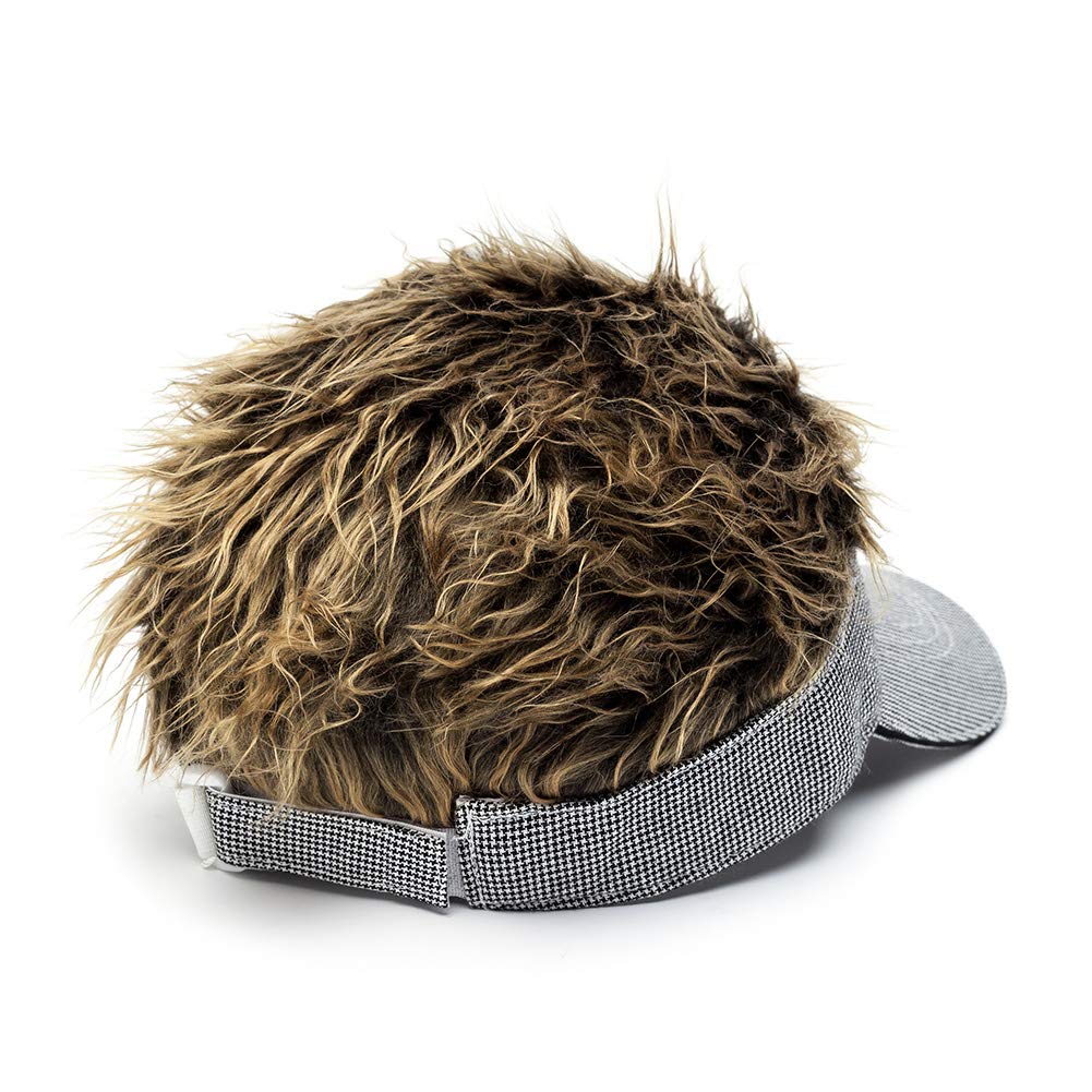 OBERORA Flair Hair Visor Sun Cap Wig Peaked Adjustable Baseball Hat with Spiked Hairs