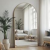 Dewfig Arched Full Length Mirror, 76"x34" Large Floor Mirror, Full Body Mirrors for Leaning or Hanging, Standing Mirrors for Bedroom, Living Room,Dressing Room, Aluminum Alloy Frame, Gold