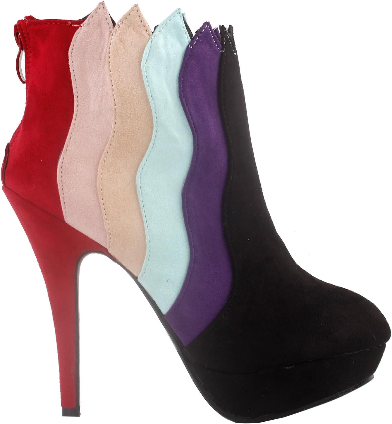 Womens Multicoloured Herring Bone Stiletto Platform High Heel Ankle Boot Bootie,LF30313