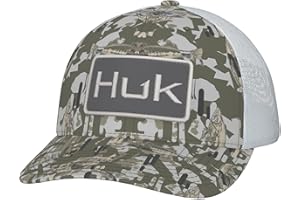 HUK Mens Mesh Trucker Snapback Hat | Anti-Glare Fishing Hat