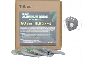 Tribos aluminum oxide blasting media, sand blasting media, sand blaster for air compressor - 8 LBS - 3 sandblasting masks (80 Grit)