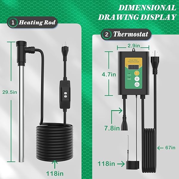 3500W 240V TITANIUM FULLY SUBMERSIBLE PORTABLE ELECTRIC IMMERSION LARGE POOL WATER HEATER WATERPROOF HOT TUB HEATER WITH LCD THERMOSTAT & GFCI PLUG, FOR SWIMMING POOL, BATHTUB, BAPTISTRY, BUCKET (GY)