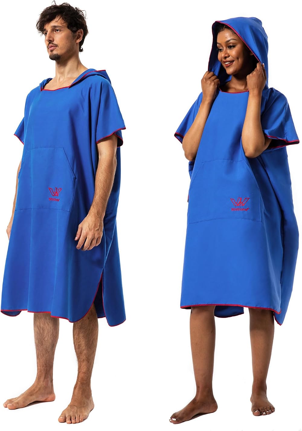 Winthome Changing Robe for Adults Unisex Lightweight Microfiber Blue XL
