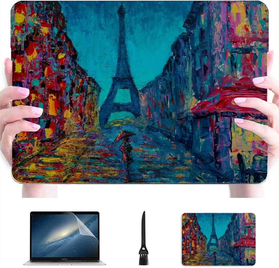 MacBook Air 1466 Case Art Oil Painting Paris Eiffel Tower Plastic Hard Shell Compatible Mac Air 13