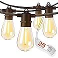 addlon 25FT LED Outdoor String Lights with Edison Shatterproof Bulbs, Heavy-Duty and Weatherproof Strand, Commercial Grade Patio Lights, Decorative for Garden or Patio, Black