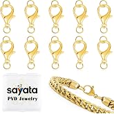 20 Pack Pvd &amp; Filled Plating Lobster Claw Clasps for Jewelry 18K-10mm | Fadeless, Stainless Steel, Waterproof, High Polish, Hypoallergenic, with Jump Ring