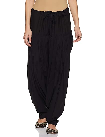Women's Cotton patialas Bottom (NOSWCPBL20_Black_Medium)