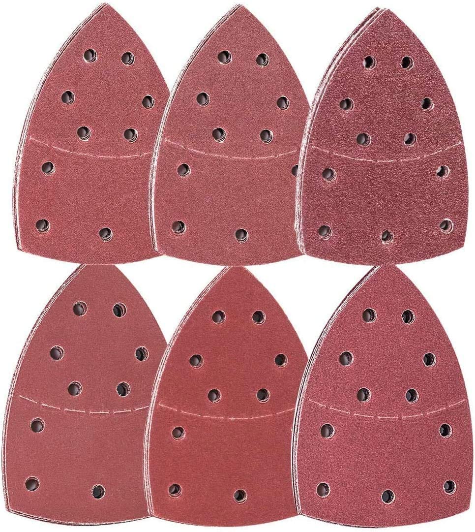 72pieces Sanding Sheets, Hook And Loop Mouse Sander Pads Sander Paper For Multi-Sanders,12pcs Each Assorted 40/60/80/120/180/240 Grits, Including All Grit Grades, Coarse To Fine