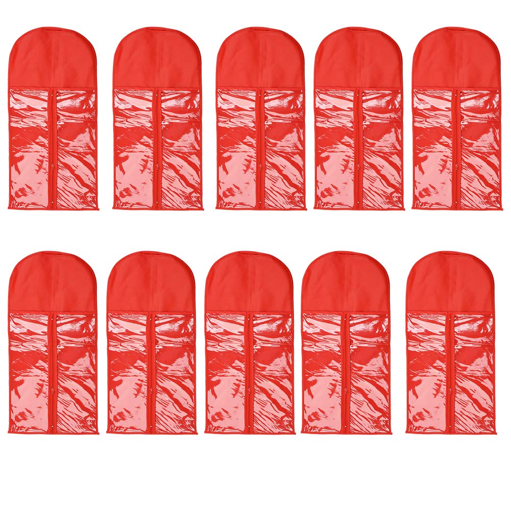 Wig Storage Bag Holder Case, Wigs Pouch Dust-Proof Organizer Protect for Professional Hair Extensions, Pack of 10 (Red) — image 1